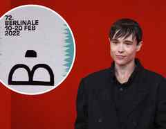 Elliot Page en alfombra roja; poster del Festival de Cine de Berlín 2022.