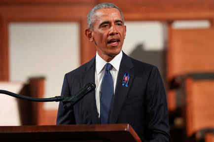 Expresidente Barack Obama ofrece el elogio en el funeral del congresista John Lewis.
