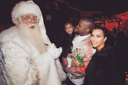 Kim Kardashian, Kanye & North West, Christmas 2015