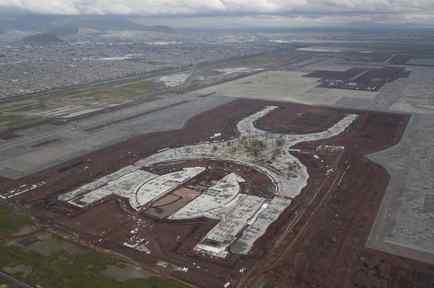 Imagen del sitio donde se construye el Nuevo Aeropuerto Internacional de la Ciudad de México