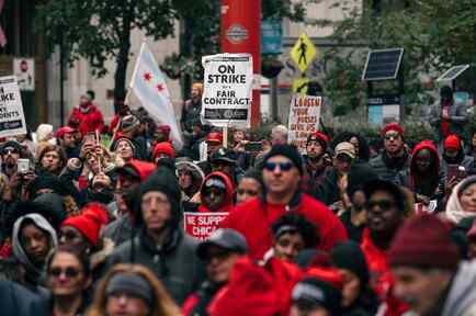 Participantes en una manifestación organizada por los maestros de Chicago el pasado 23 de octubre. 