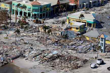 Vista aérea de la destrucción que dejó el huracán Ian en las islas Captiva y Sanibel