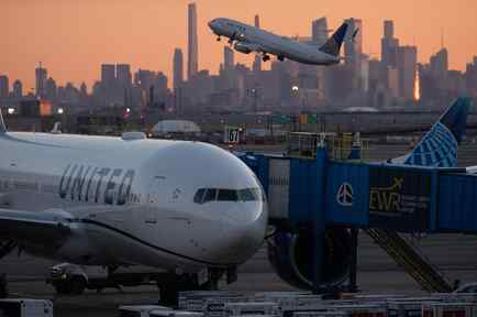 Aviones de United Airlines en el aeropuerto de Nueva Jersey