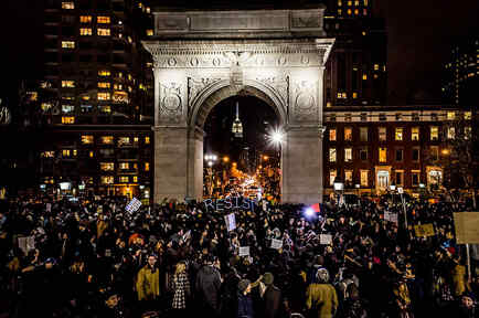 Thousands of New Yorkers rallied in Washington Square Park,