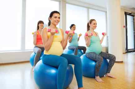 Grupo de embarazadas en clase de Pilates