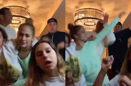 Jennifer Lopez y Alex Rodriguez bailando