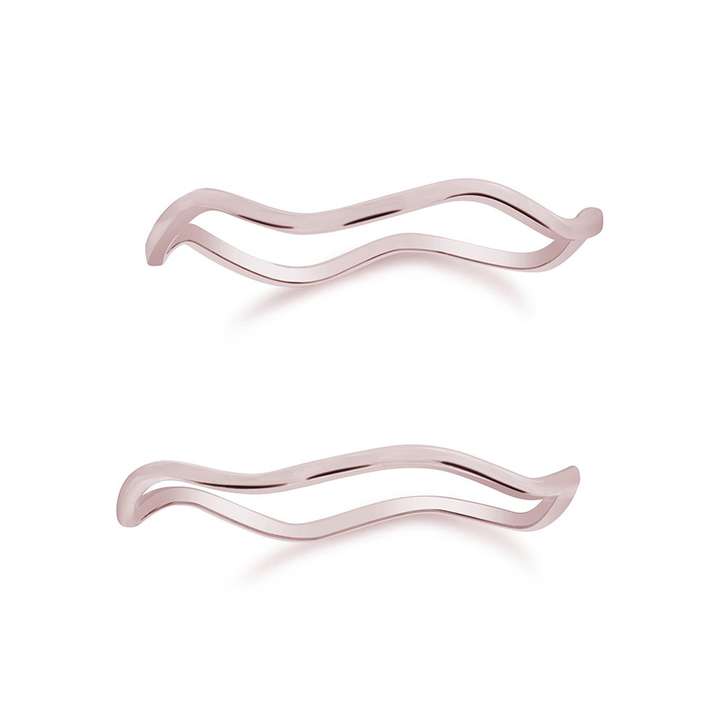 Anillos Sterling Silver Wave Ring Set of 2