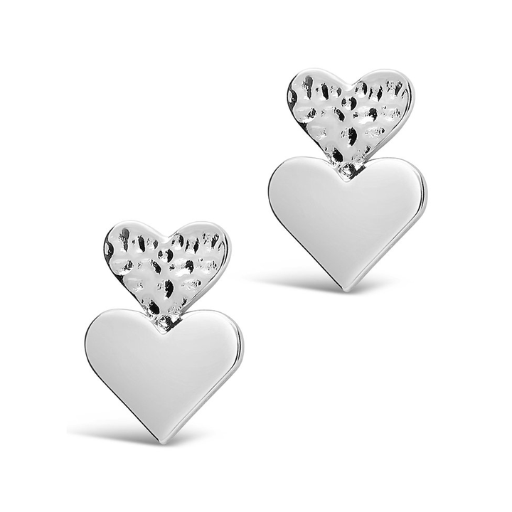 Hammered Double Heart Studs