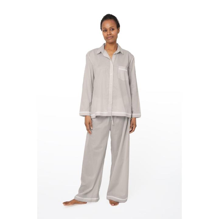 Cotton Pajama Set with Lace Details
