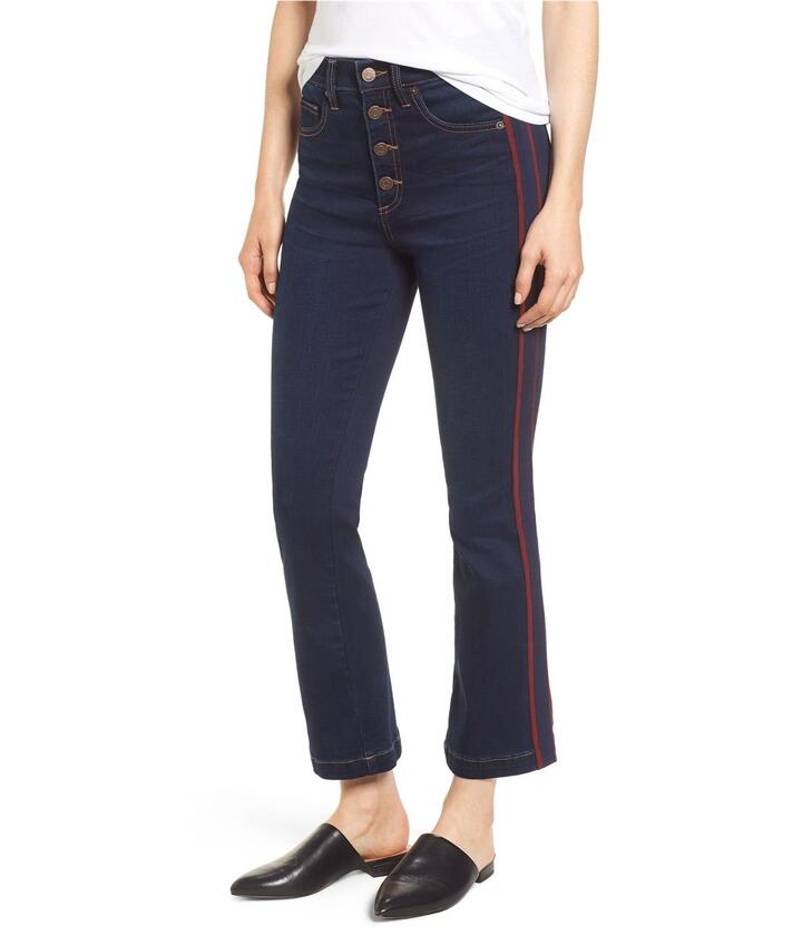 1.state Womens Ribbon Stripe Flared Jeans