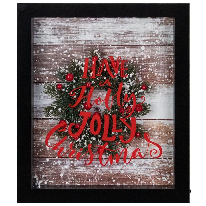 14" Black Framed 3D "Have A Holly Jolly Christmas" LED Christmas Box Decor