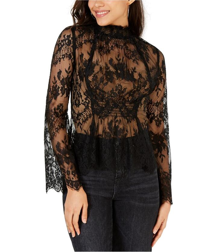 Leyden Womens Sheer Lace Pullover Blouse