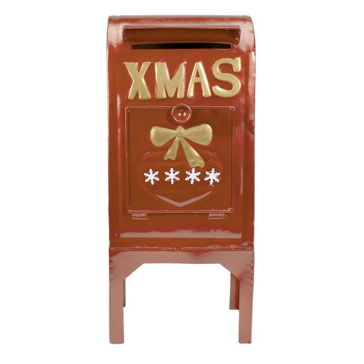 16" Orange Metal Mailbox Christmas Tabletop Decoration