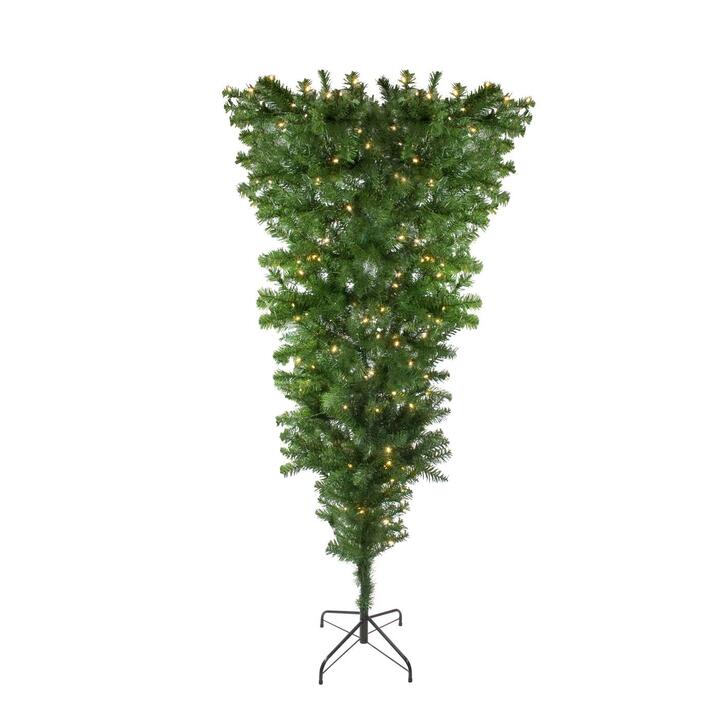 6.5' Pre-Lit Upside Down Spruce Artificial Christmas Tree - Warm White LED Lights