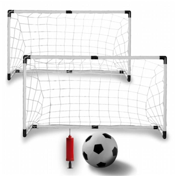 Set Of Two Youth Soccer Goals With Soccer Ball And Pump