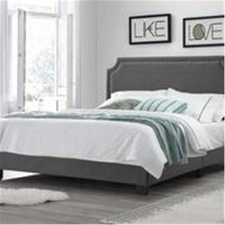 Regal Gray Velvet Upholstered Bed Queen
