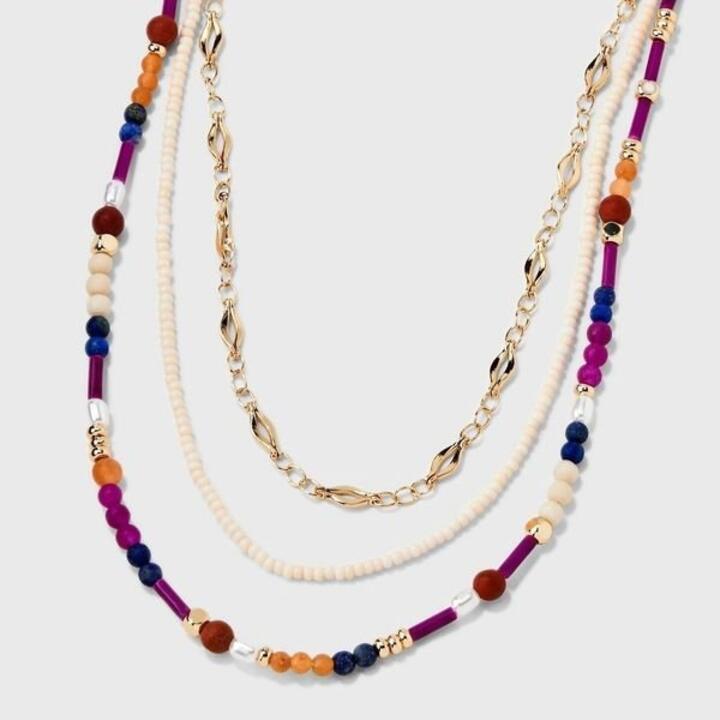 Semi-precious Aventurine Jasper Lapis Opal Quartz Beaded Necklace Set 3pc