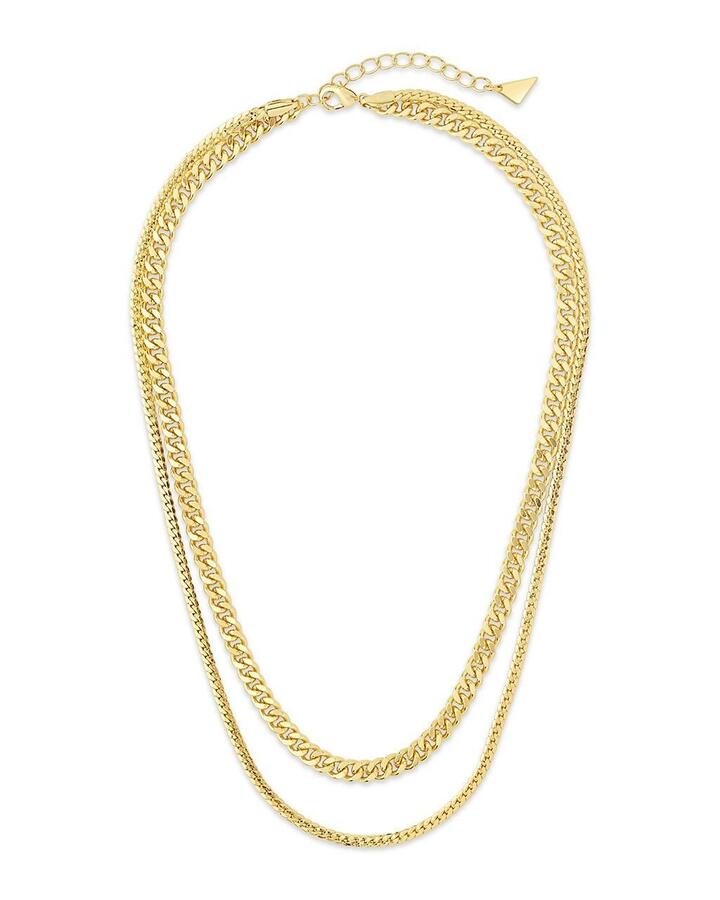 Curb & Herringbone Chain Layered Necklace