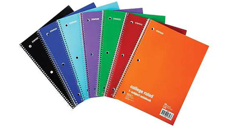 1-Subject Notebook, 8" x 10.5", College Ruled, 70 Sheets - Staples