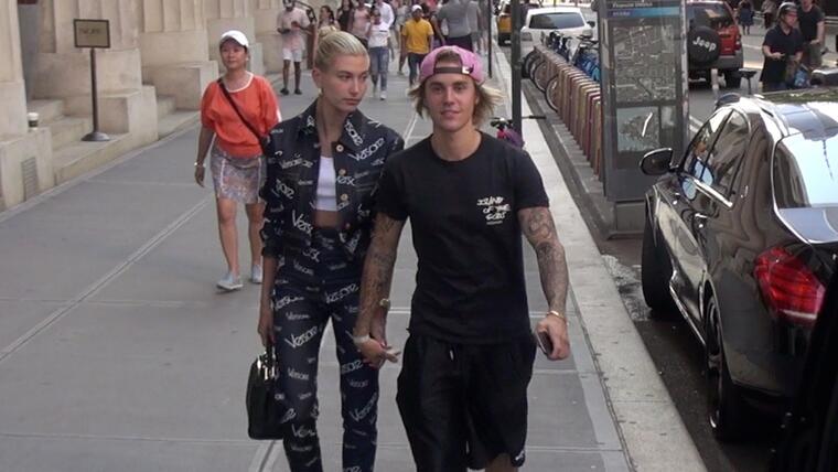Justin Bieber and Hailey Baldwin walking