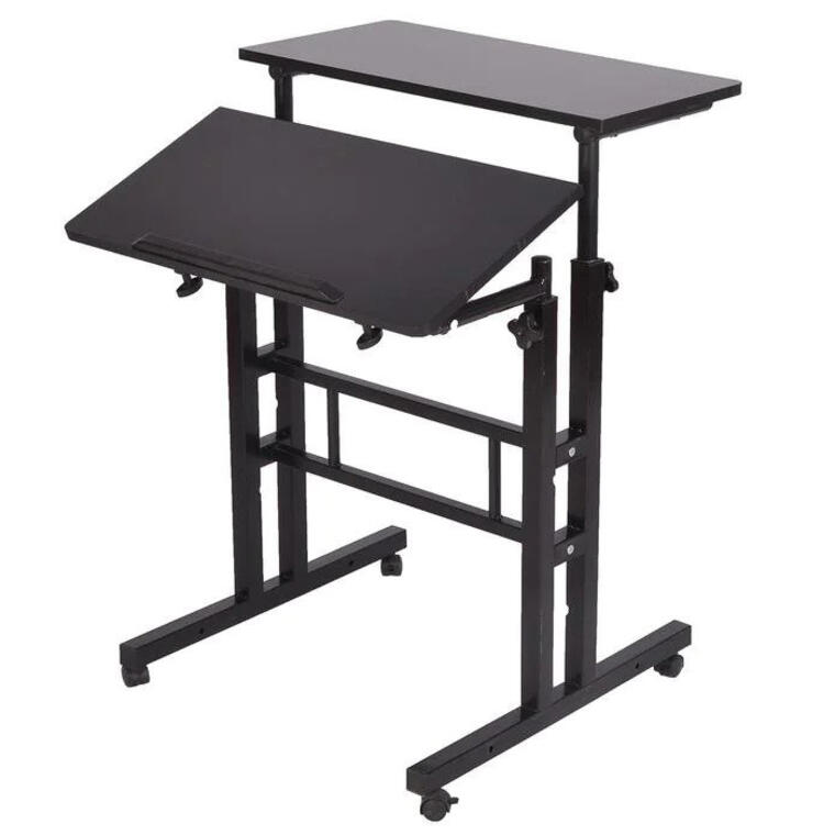 28 in. Rectangular Black Standing Desk with Adjustable Height Feature - The Home Depot