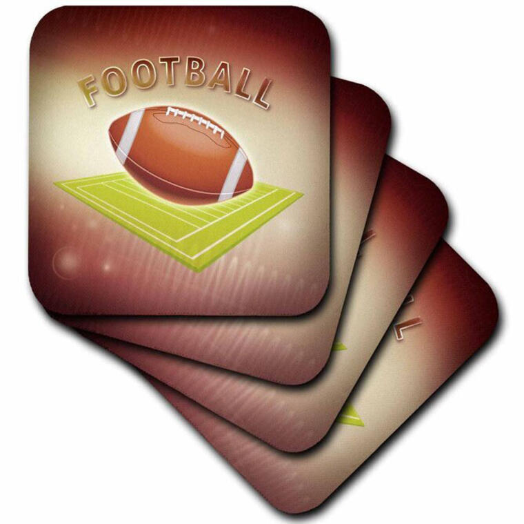 3dRose Ceramic Tile Coasters - Football - set of 4 (cst_21981_3) (Set of 4) - Wayfair