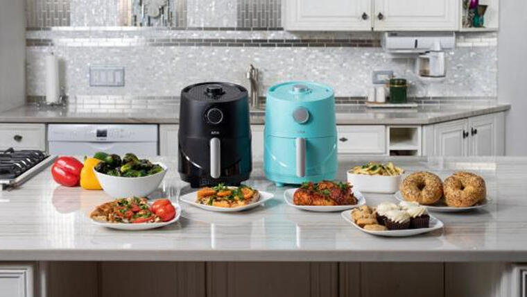 3Qt Teflon-Free Premium Ceramic Teal Air Fryer with Extended Recipe Book including Favorite Meals and Vegan and Keto