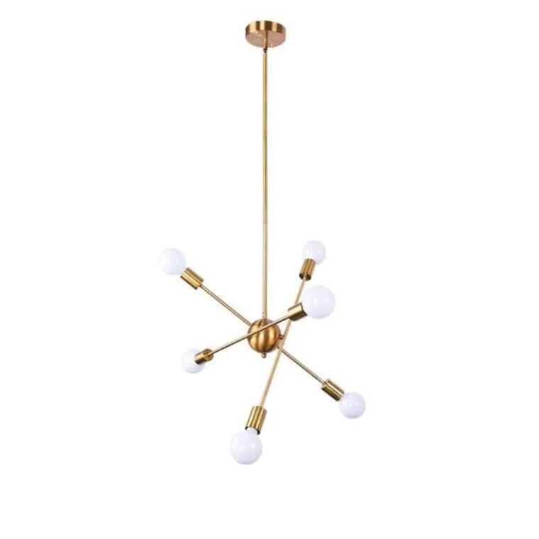 6-Light Brushed Brass Sputnik Pendant - Home Depot