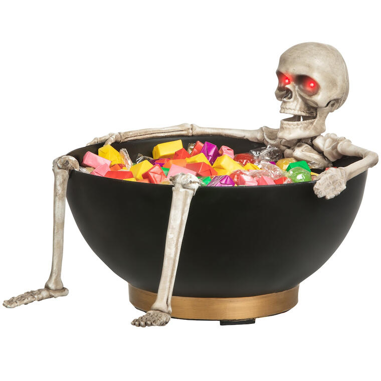 8" Animated Candy Bowl Moving Jaw Skeleton with Glowing Red Eyes - Michaels