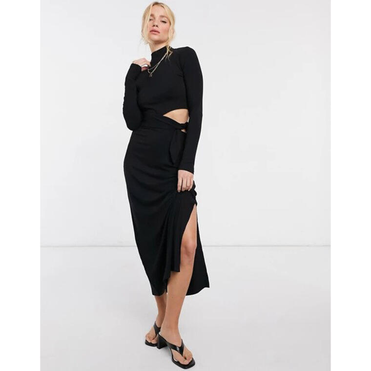 & Other Stories eco cut out jersey dress in black - Asos