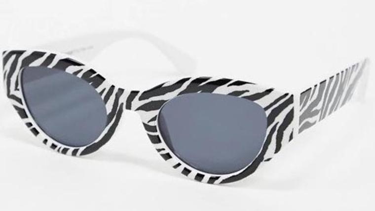 AJ Morgan retro oval cat's-eye sunglasses in zebra print - Asos