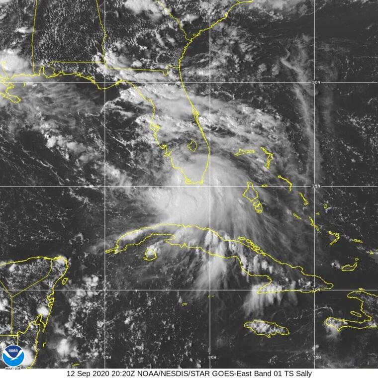 Una imagen de NOAA muestra a la tormenta tropical Sally este sábado 12 de septiembre. 