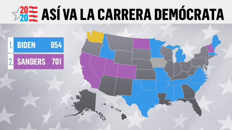 Mapa: Así va la carrera por la nominación demócrata.