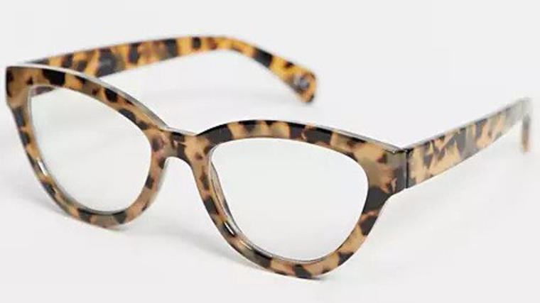 ASOS DESIGN cat eye clear lens glasses with blue light in milky tort - Asos