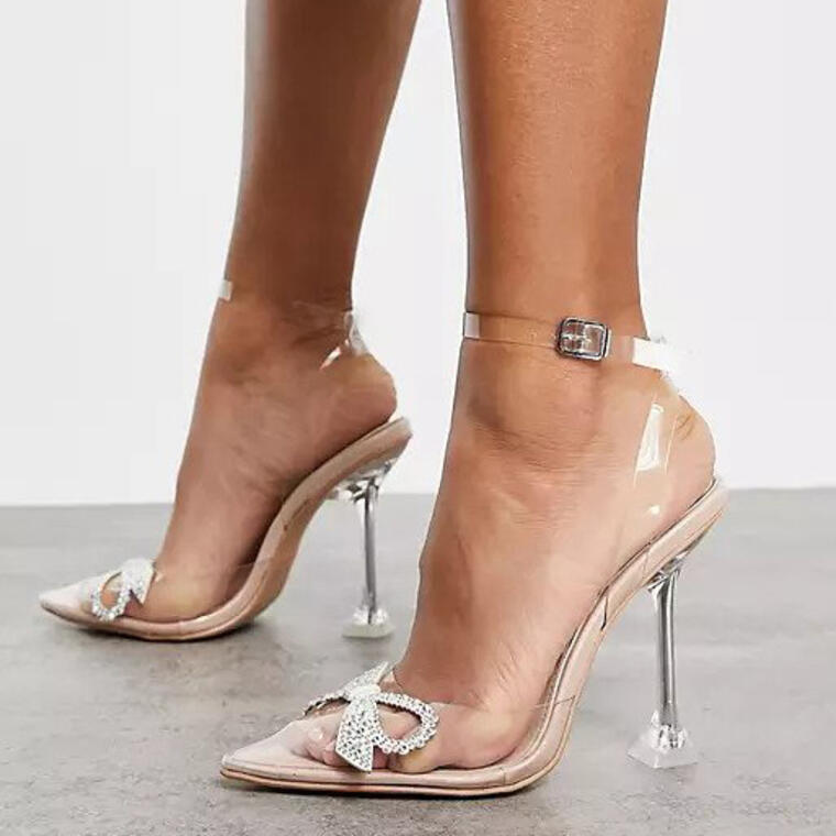 Be Mine Bridal Beauty heeled shoes with diamante bow in clear - Asos