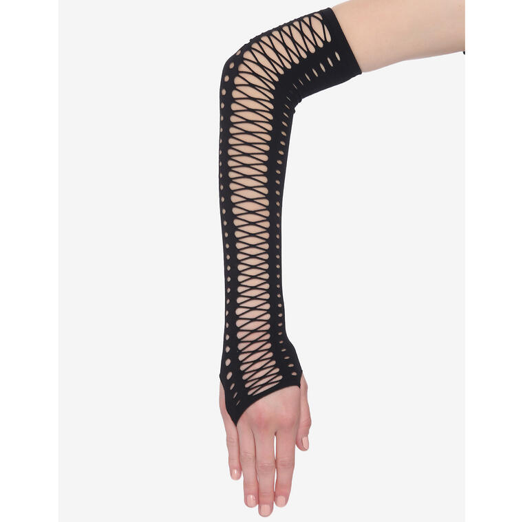 Black Lace-Up Arm Warmers - Hot Topic