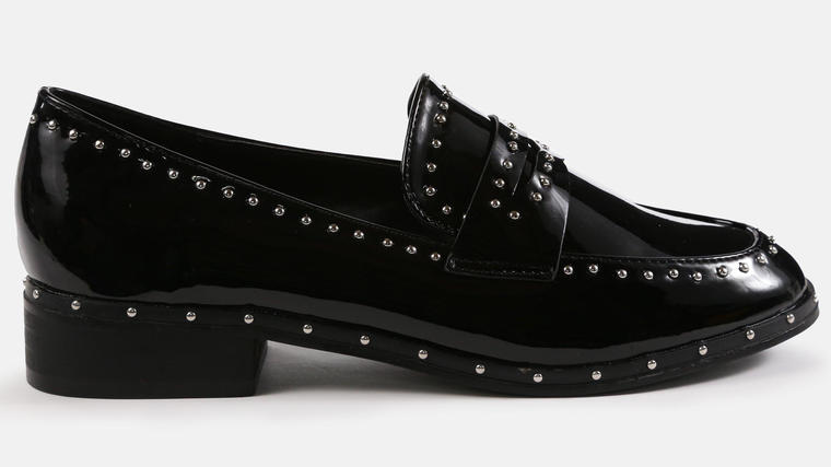 black studded patent loafers - Missguided