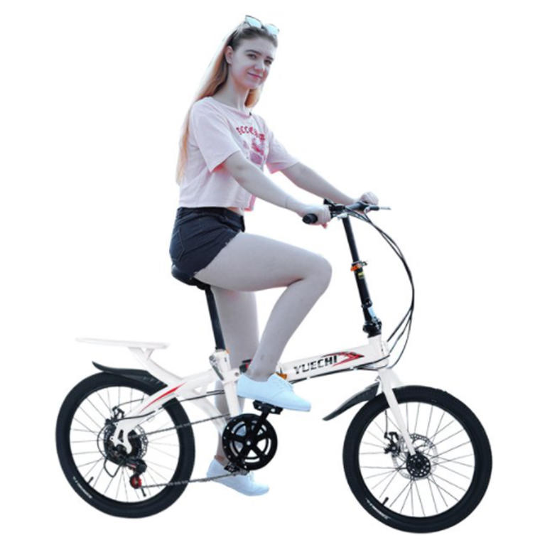BLUKIDS 20in 7 Speed ​​City Folding Compact Suspension Bike Bicycle Urban Commuters,Double Disc Brake Bicycles,Mountain Bike for Adult Men and Women