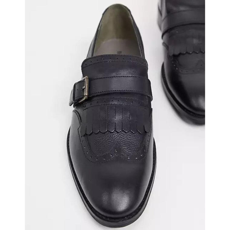 Bolongaro Trevor fringed brogue leather monkstrap shoes - Asos