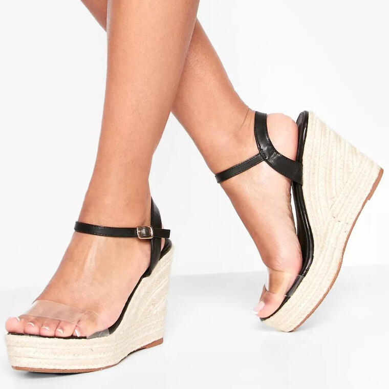 CLEAR STRAP TWO PART ESPADRILLE WEDGES - Boohoo