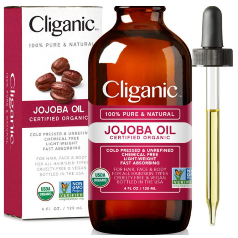 Cliganic USDA Organic Jojoba Oil, 100% Pure (4oz) - Cold Pressed Unrefined
