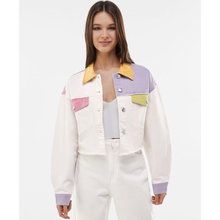 Colorful patchwork cotton jacket - Bershka