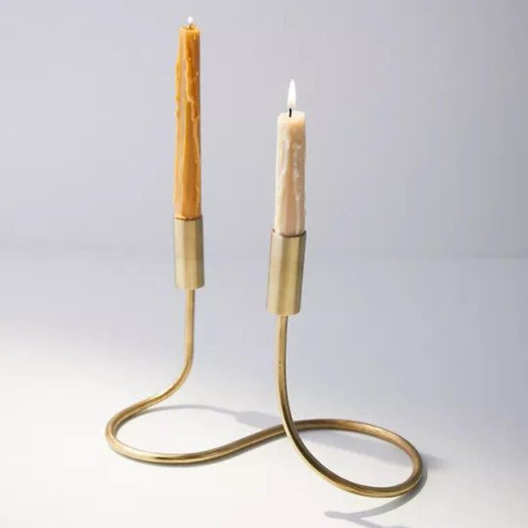 Curvy Duo Metal Taper Candle Holder