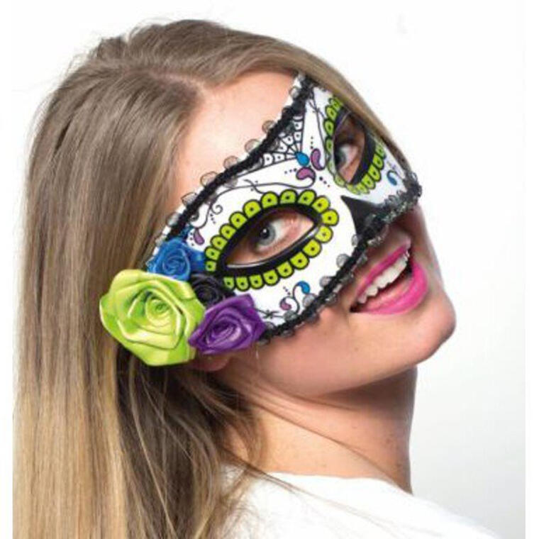 Day of Dead Mask with Flower Trim - Walmart