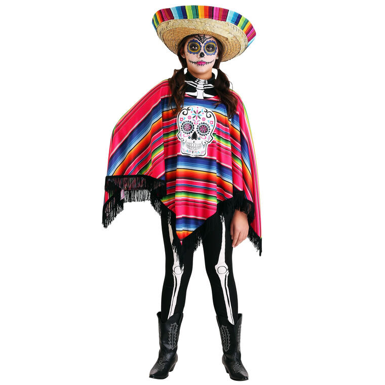 Day of the Dead Girl's Poncho Costume - Halloween Costumes