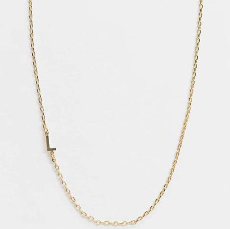 DesignB London Exclusive initial necklace in gold 'L' - Asos