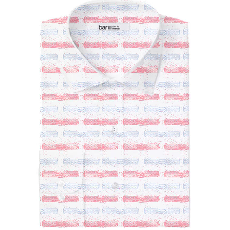 Men's Organic Cotton Abstract Dash-Print Slim Fit Dress Shirt - Macy’s