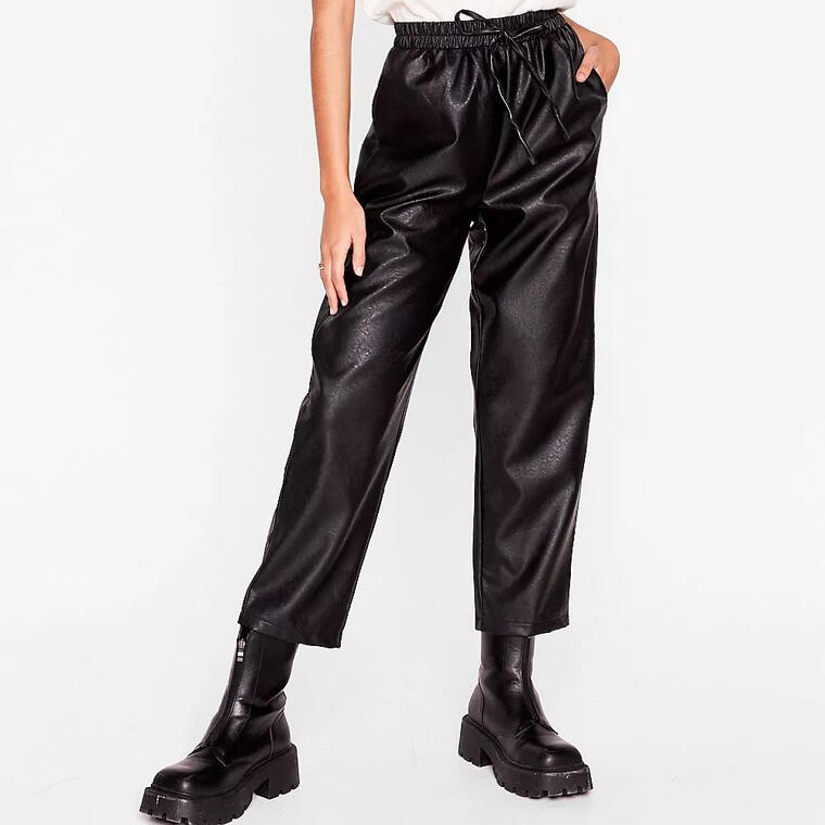 Faux Leather Cropped Sweatpants - Nasty Gal