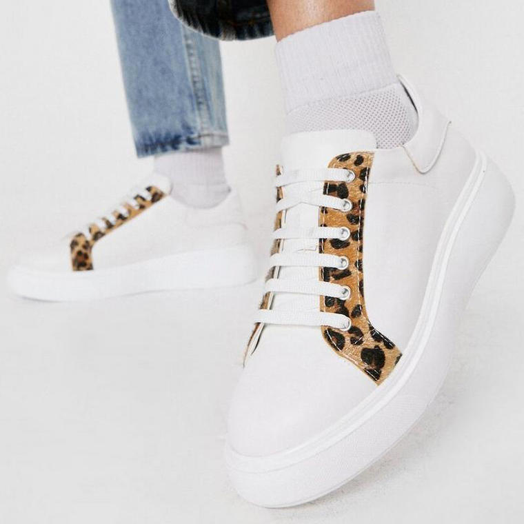Faux Leather Flatform Lace Up Court Sneaker - NastyGal