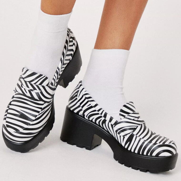 Faux Leather Zebra Print Chunky Loafers - Nasty Gal